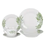JUEGO VAJILLA PORCELANA 20 PZAS HOJAS VERDES